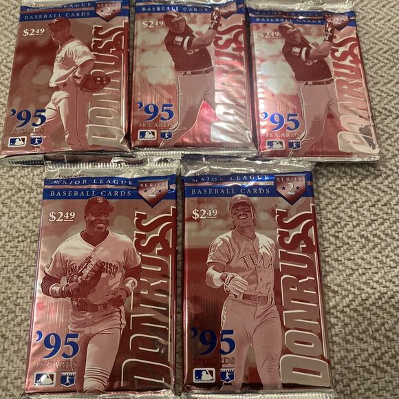 1995 Donruss Lot Of 5 Unopened Factory Sealed Series 2 Packs 18 Cards Per Pack - Picture 1 of 4